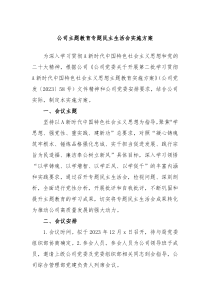 公司主题教育专题民主生活会实施方案