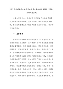 关于大兴调查研究高质量建设城乡融合共同富裕先行试验区的实施方案
