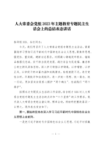 党委党组20XX年主题教育专题民主生活会上的总结表态讲话