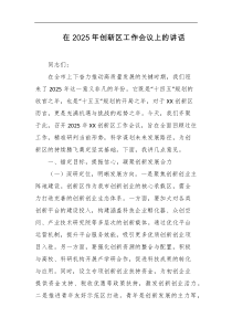 在2025年创新区工作会议上的讲话
