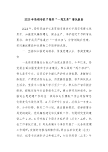 20XX年局领导班子落实一岗双责情况报告