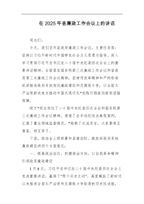 在2025年县廉政工作会议上的讲话
