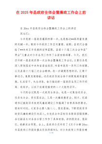 在2025年县政府全体会暨廉政工作会上的讲话