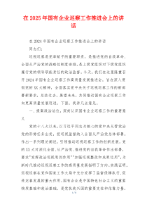 在2025年国有企业巡察工作推进会上的讲话