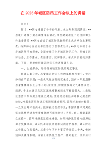 在2025年城区防汛工作会议上的讲话