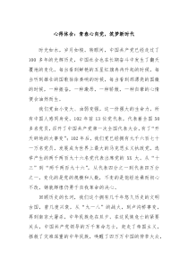心得体会青春心向党筑梦新时代