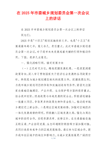 在2025年市委城乡规划委员会第一次会议上的讲话