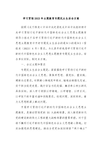 学习贯彻20XX年主题教育专题民主生活会方案