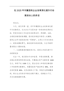 在2025年市属国有企业改革深化提升行动推进会上的讲话