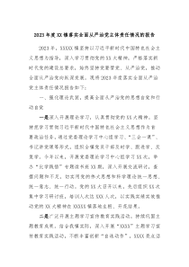 20XX年度XX镇落实全面从严治党主体责任情况的报告2
