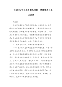 在2025年市水务重点项目一季度推进会上的讲话