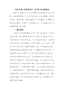 20XX年度X县县委书记总河长XX述职报告