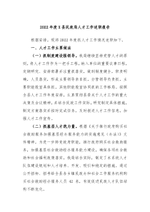 20XX年度X县民政局人才工作述职报告