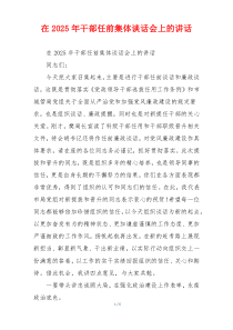 在2025年干部任前集体谈话会上的讲话
