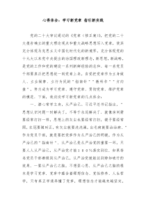 新党章学习心得体会学习新党章指引新实践