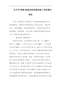 关于村两委换届选举前期准备工作的情况报告
