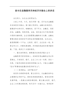 县长在金融服务实体经济对接会上的讲话