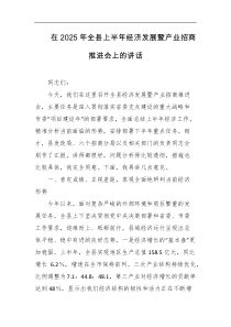 在2025年全县上半年经济发展暨产业招商推进会上的讲话