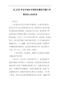 在2025年全市城乡环境综合整治专题工作推进会上的讲话