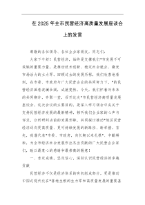 在2025年全市民营经济高质量发展座谈会上的发言