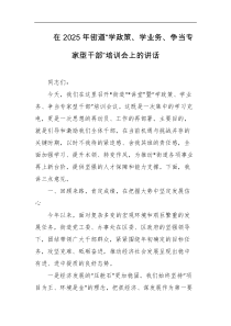 在2025年街道学政策学业务争当专家型干部培训会上的讲话