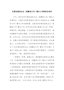 区属功能类企业投融资公司整合工作推进会讲话