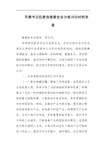 市委书记在参加省委全会分组讨论时的发言