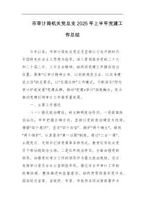 市审计局机关党总支2025年上半年党建工作总结