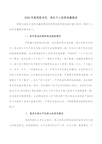 20XX年度党组书记局长个人述责述廉报告