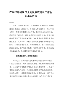 在2025年省属国企党风廉政建设工作会议上的讲话
