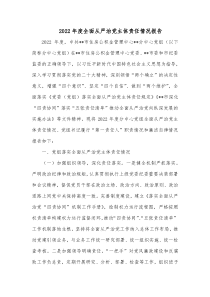20XX年度全面从严治党主体责任情况报告