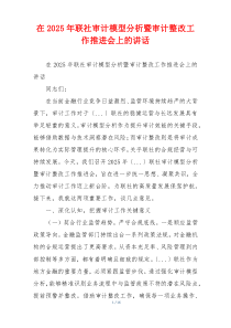 在2025年联社审计模型分析暨审计整改工作推进会上的讲话