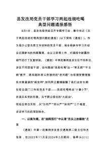 县发改局党员干部学习两起违规吃喝典型问题通报感悟