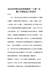 在2025年深化纠治审批服务“三难”问题工作推进会上的讲话