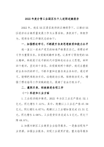 20XX年度分管工业副区长个人述职述廉报告