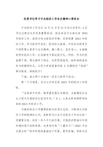纪委书记学习中央经济工作会议精神心得体会