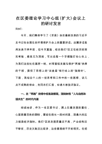 在区委理论学习中心组（扩大）会议上的研讨发言