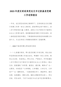 20XX年度区财政局党总支书记抓基层党建工作述职报告