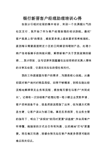 银行新晋客户经理助理培训心得体会