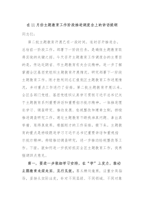 在11月份主题教育工作阶段推进调度会上的讲话提纲