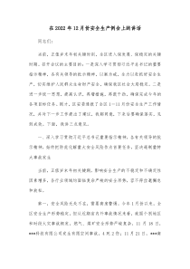 在20XX年12月份安全生产例会上的讲话