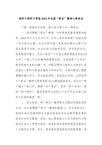 领导干部学习贯彻2024年全国两会精神心得体会