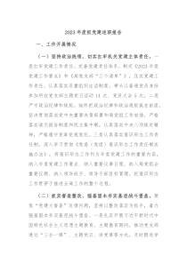 20XX年度抓党建述职报告