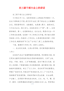在三级干部大会上的讲话