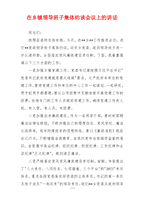 在乡镇领导班子集体约谈会议上的讲话