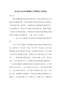 在20XX年全市品牌建设工作推进会上的讲话