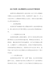 20XX年度第二批主题教育民主生活会召开情况报告