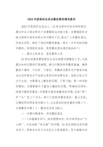 20XX年度组织生活会整改落实情况报告