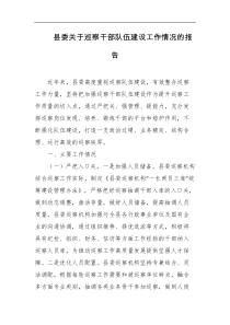 县委关于巡察干部队伍建设工作情况的报告