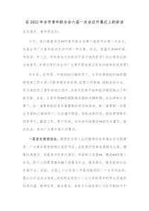 在20XX年全市青年联合会六届一次会议开幕式上的讲话
